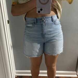 AE High Rise Baggy Jean shorts